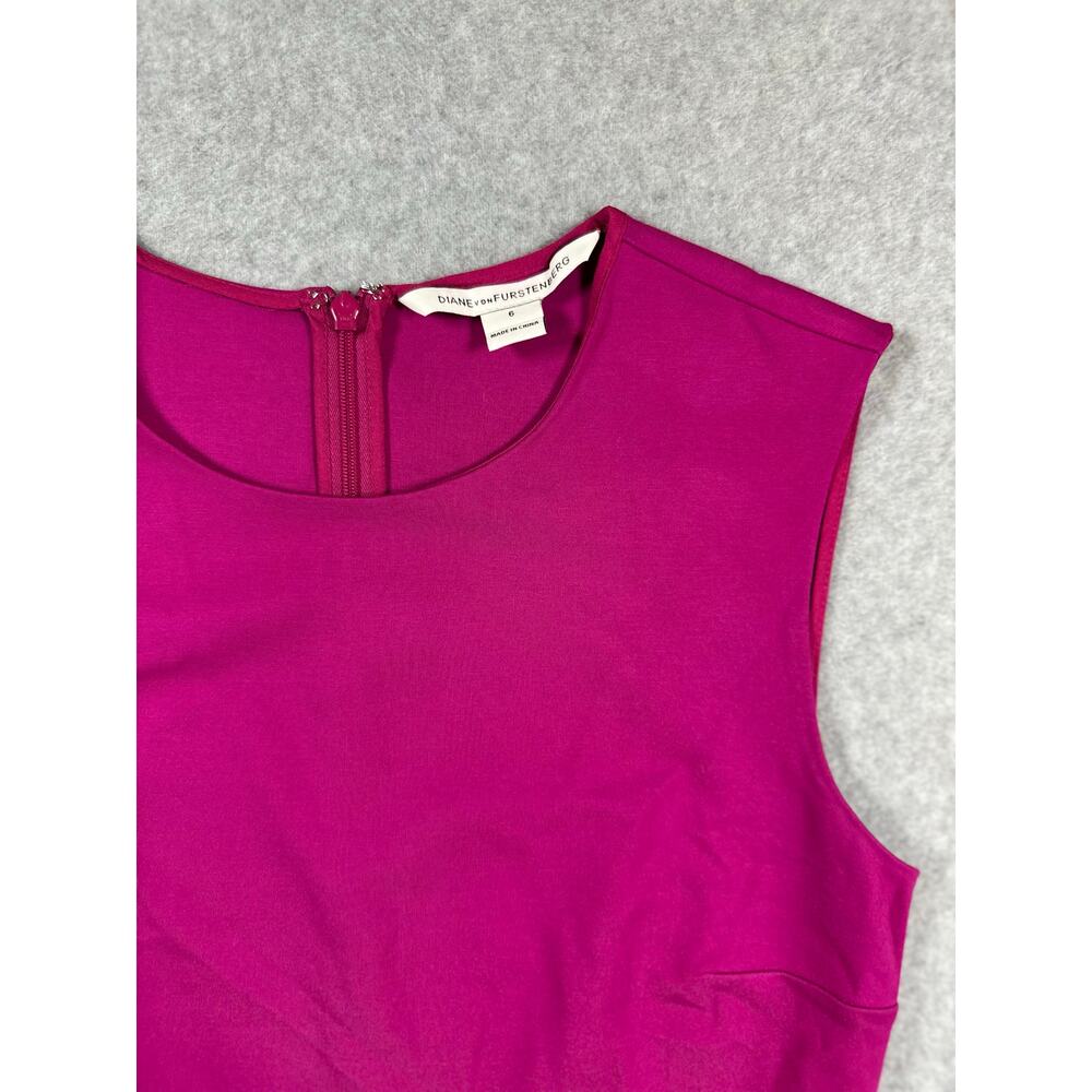 Diane von Furstenberg Fit & Flare Dress Women 6 Pink Scoop Back Zip Casual Party - Picture 3 of 4